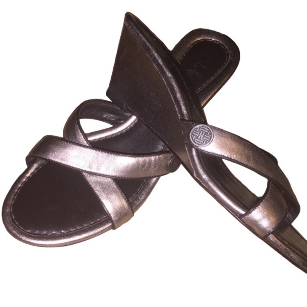 Cole Haan Metallic Wedge Sandals 8.5